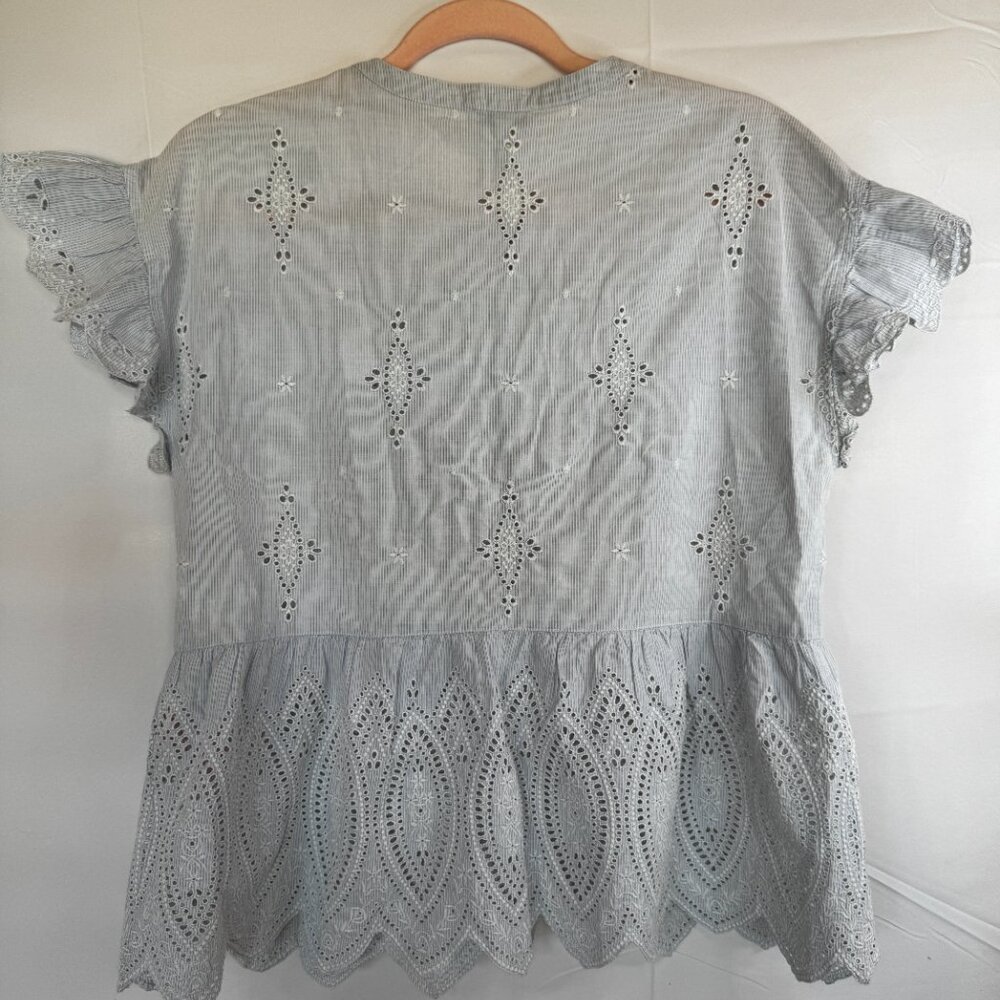 Joie Cerelia Eyelet Peplum Top Women M - Picture 8 of 11
